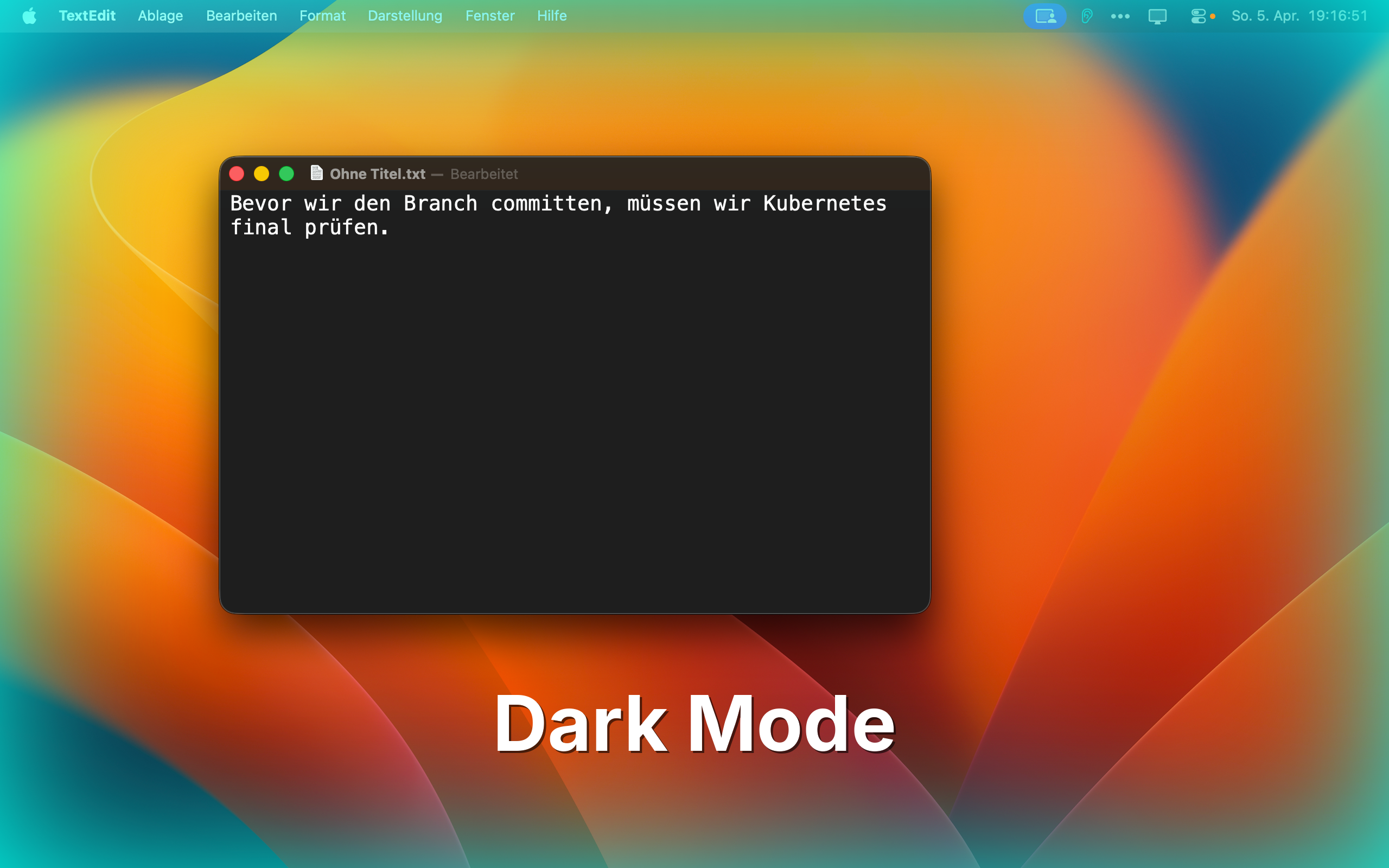 Mundwerk im Dark Mode — dunkler Editor